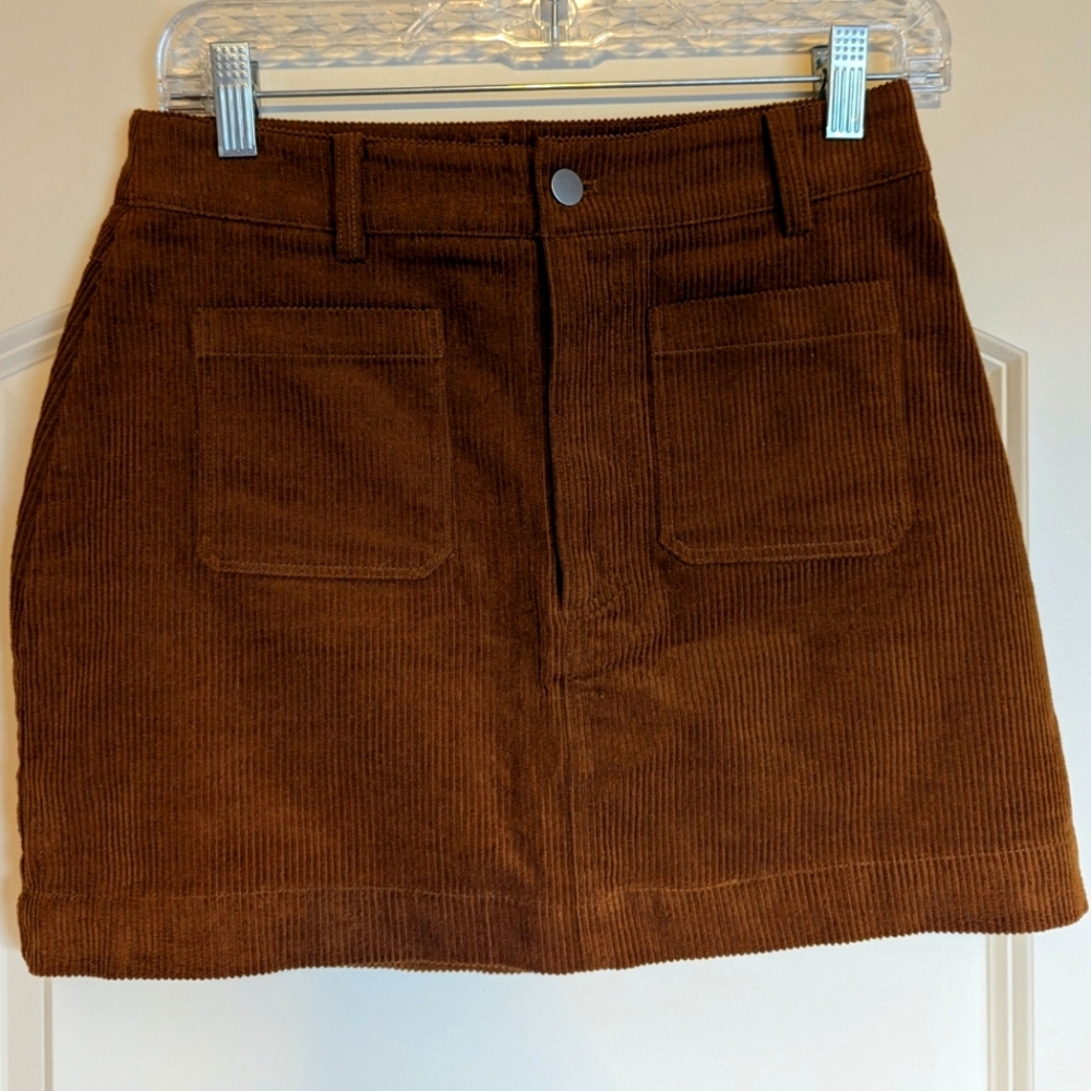 Brown Corduroy Mini Skirt
